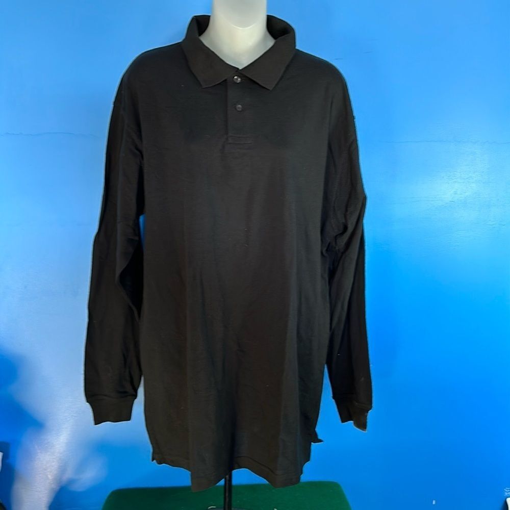Flying Horse Men's XL Black Long Sleeve Polo Shirt Top Cotton